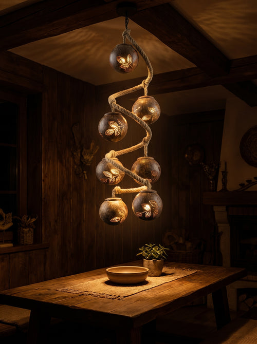 7-Globe Cascading Pendant Light Handcrafted