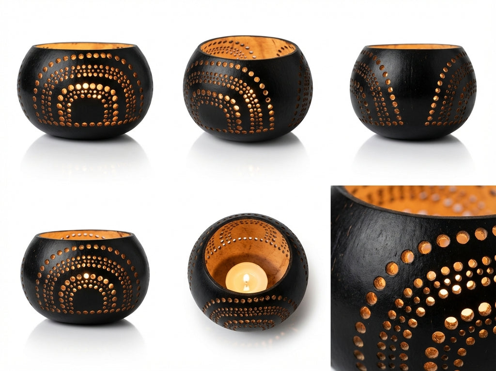 Coconut Shell Candle Light Holder Handcrafted