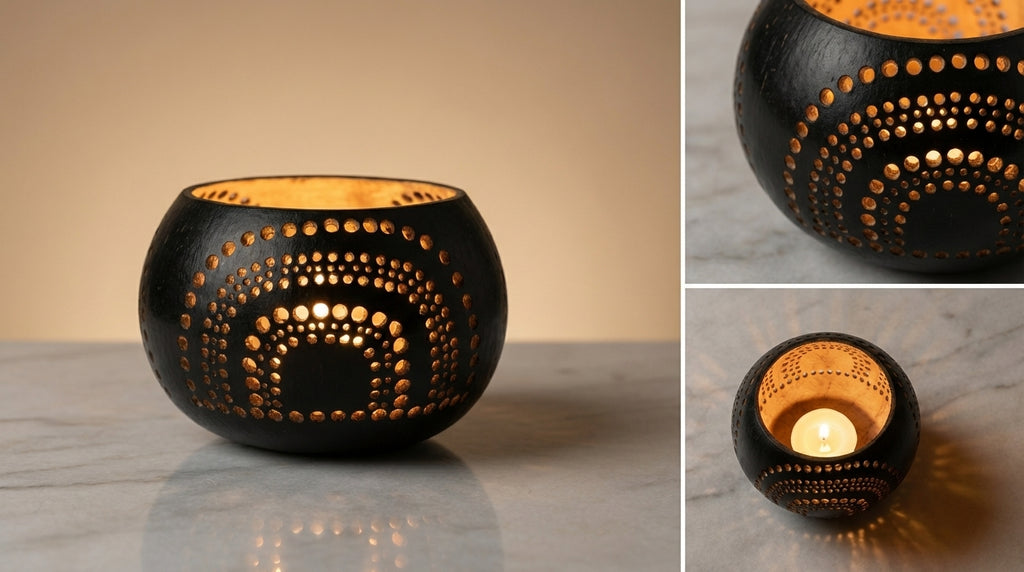 Coconut Shell Candle Light Holder Handcrafted