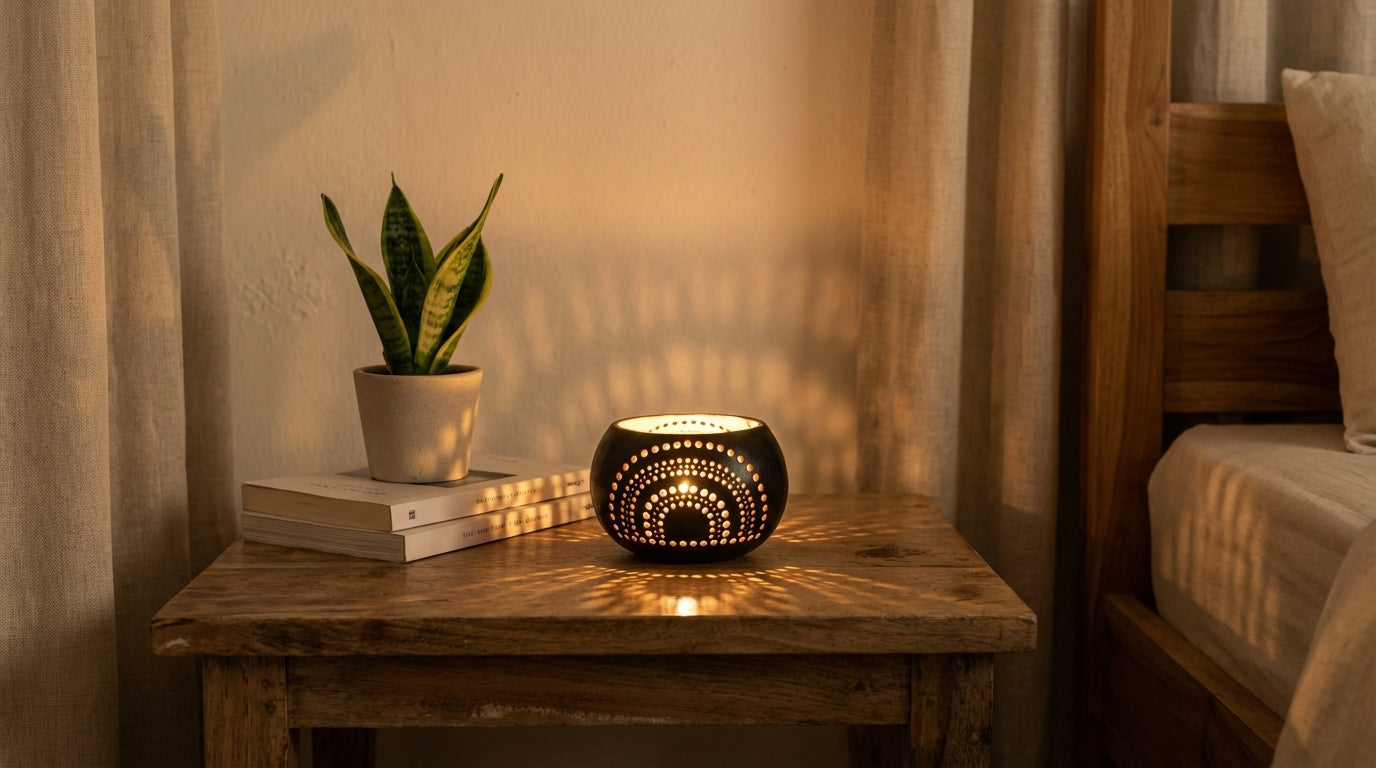 Coconut Shell Candle Light Holder Handcrafted