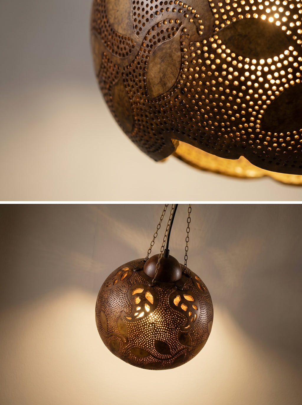 Coconut Shell Hanging Lamp Handcrafted