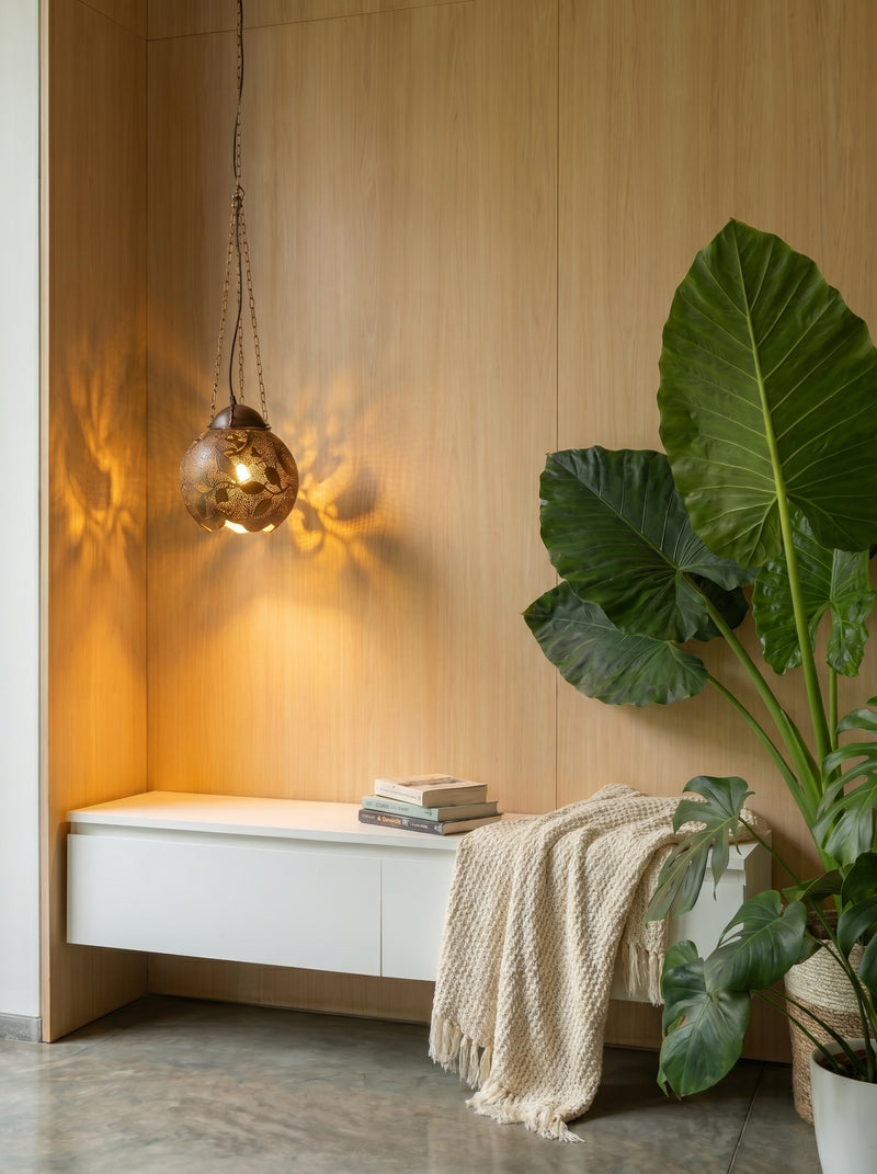 Coconut Shell Hanging Lamp Handcrafted