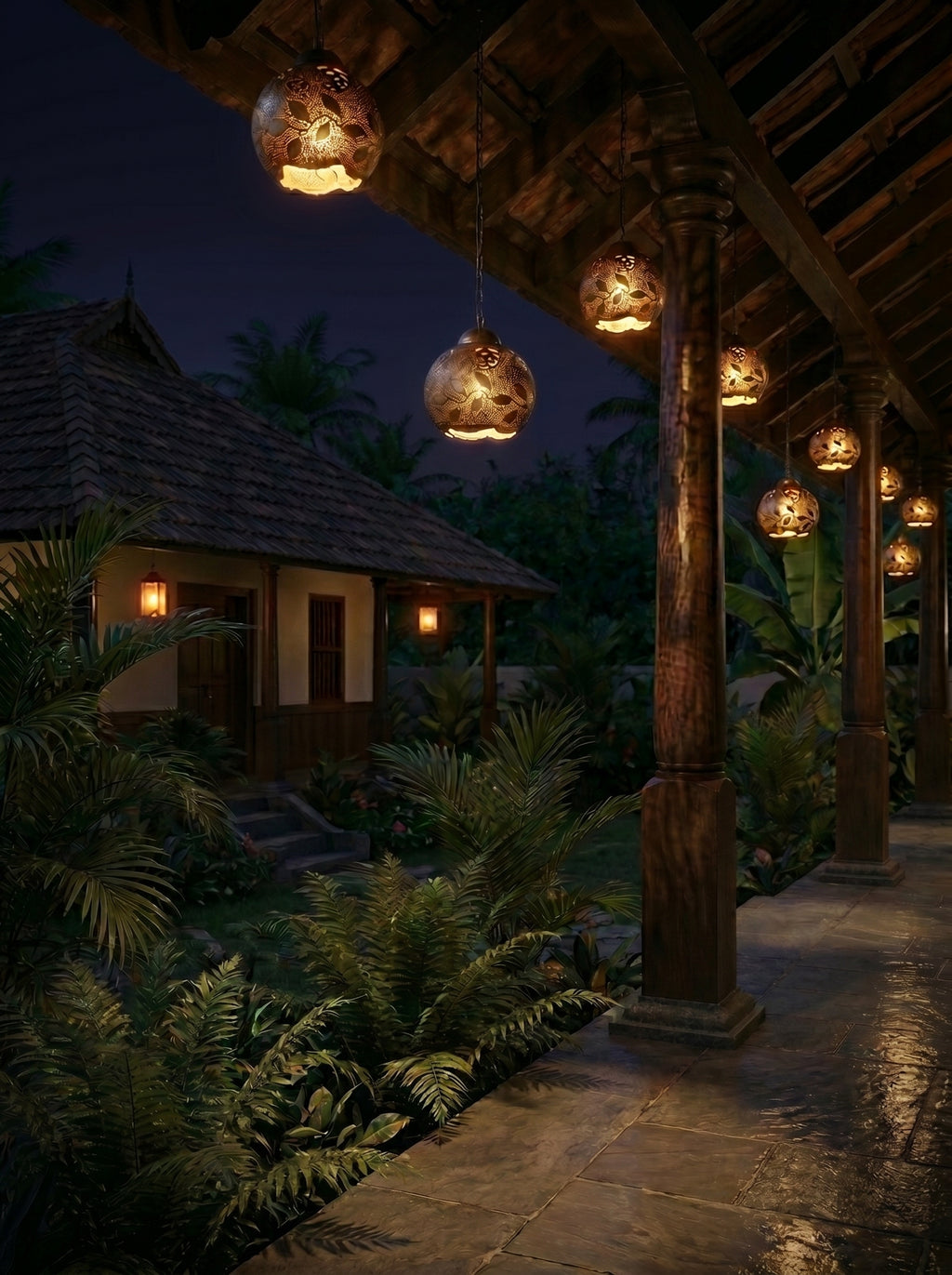 Coconut Shell Hanging Lamp Handcrafted