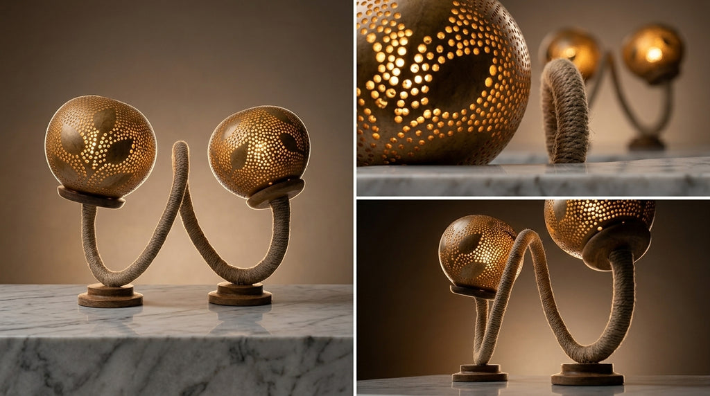 Dual Sphere Table Lamp Handcrafted