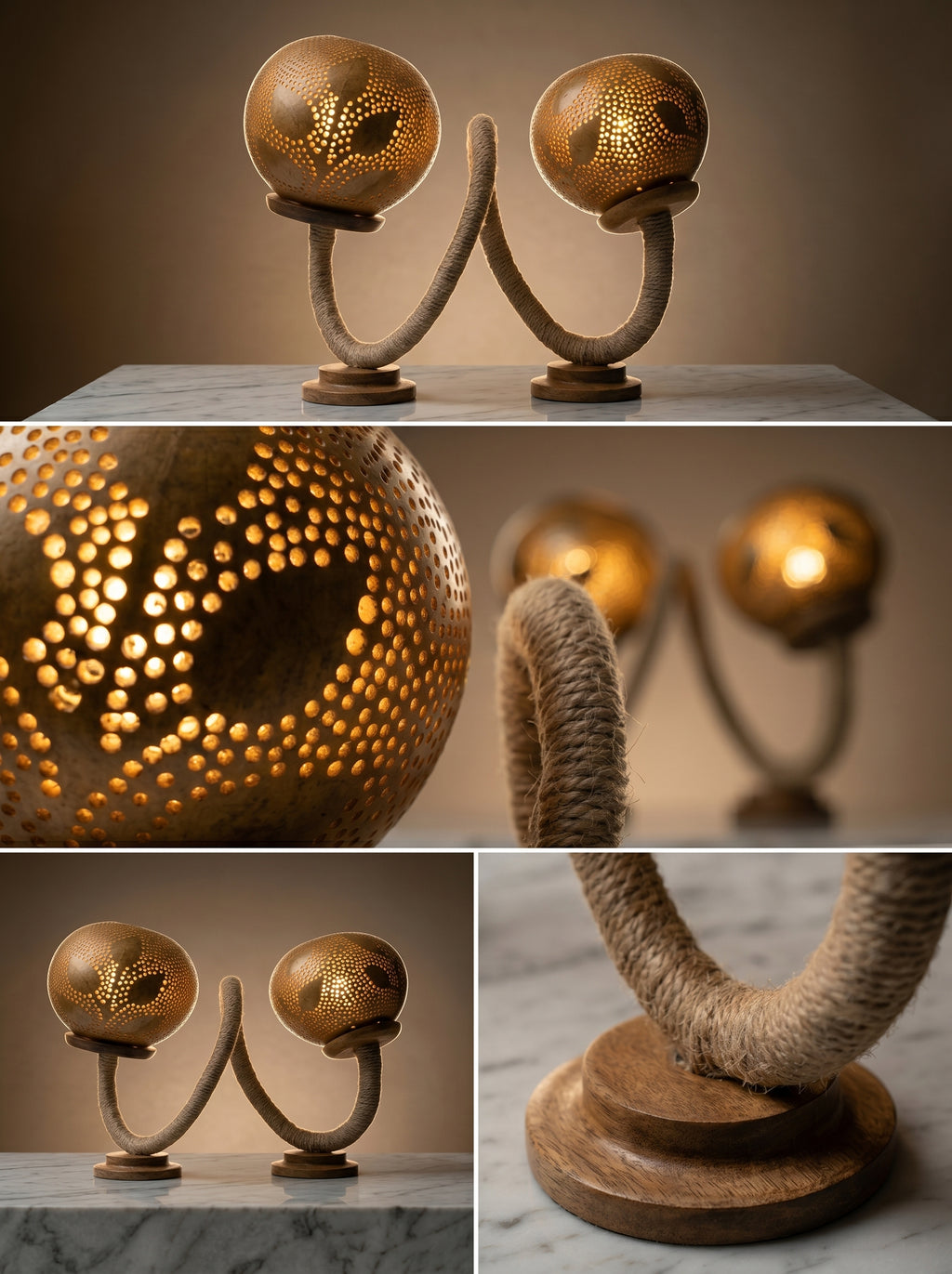 Dual Sphere Table Lamp Handcrafted