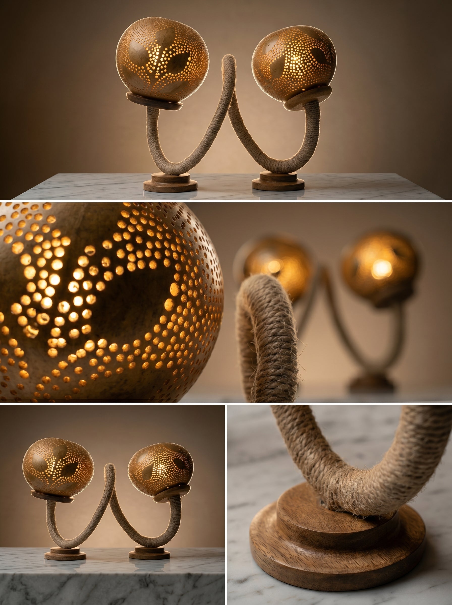 Dual Sphere Table Lamp Handcrafted