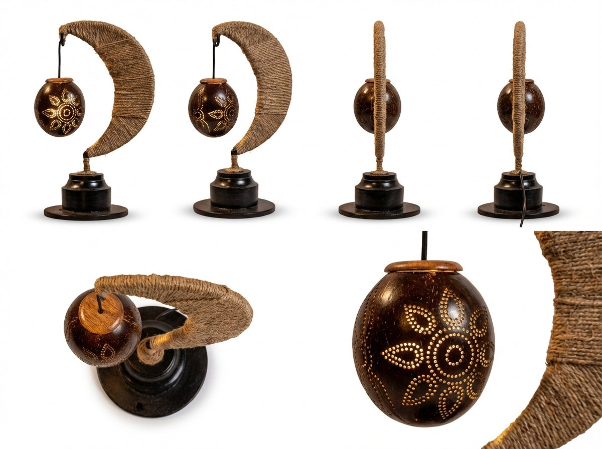 Traditional Crescent Shaped Table Lamp Handcrafted