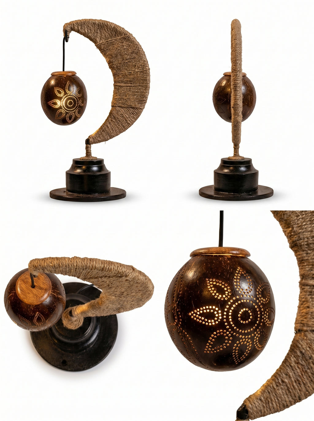 Traditional Half Moon Table Lamp Handcrafted
