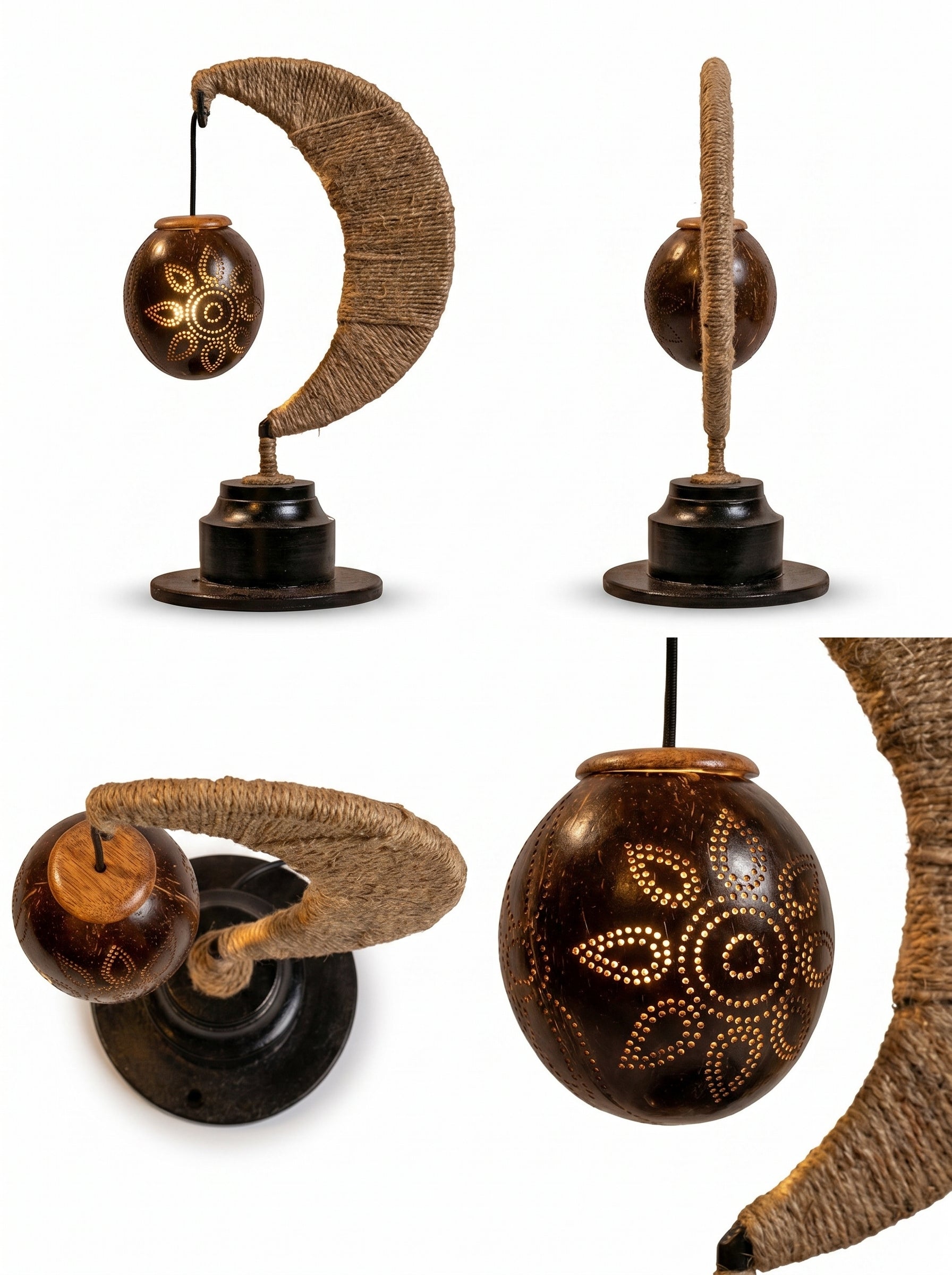 Traditional Half Moon Table Lamp Handcrafted
