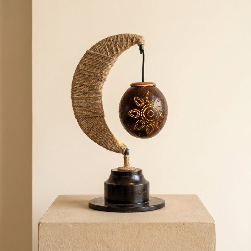 Traditional Half Moon Table Lamp Handcrafted