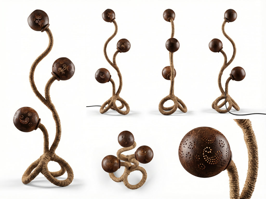 Tropical Serpentine Floor Lamp Handcrafted