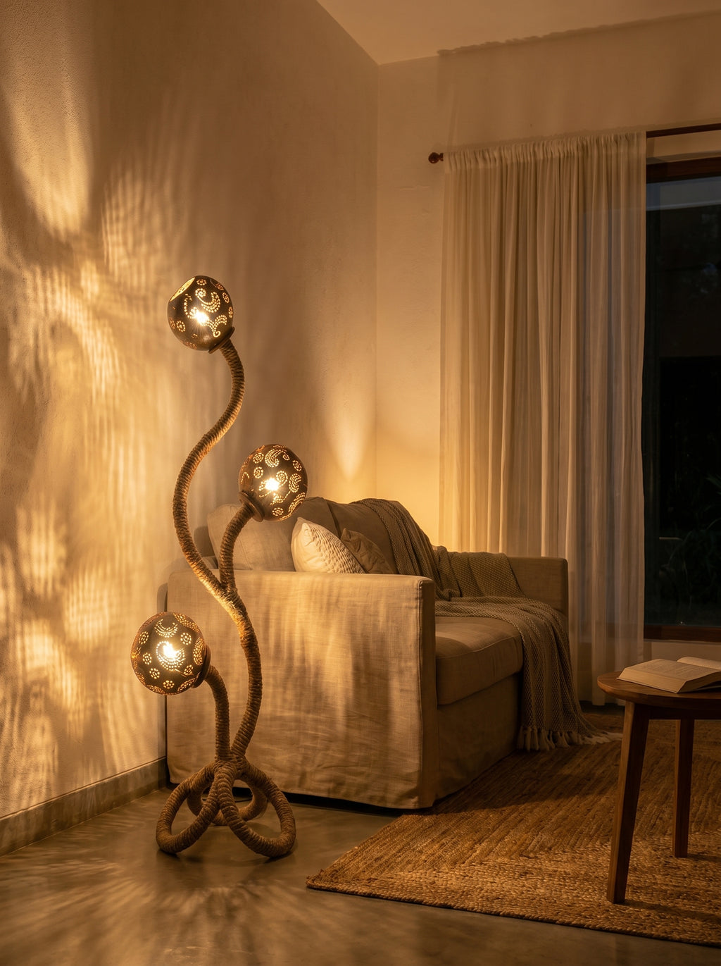 Tropical Serpentine Floor Lamp Handcrafted