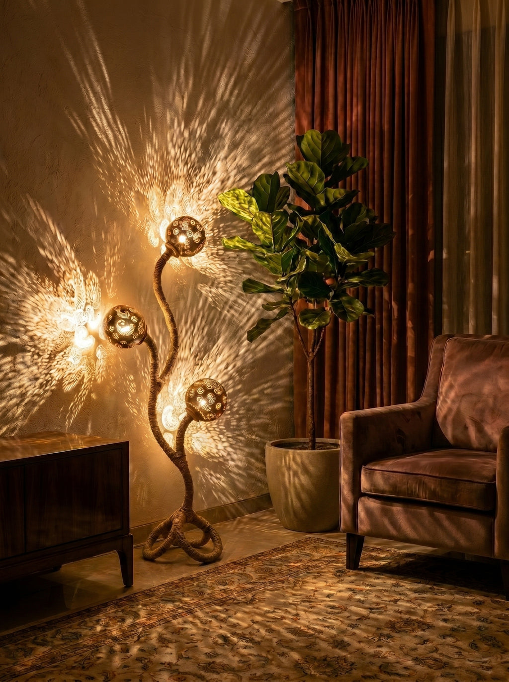 Tropical Serpentine Floor Lamp Handcrafted